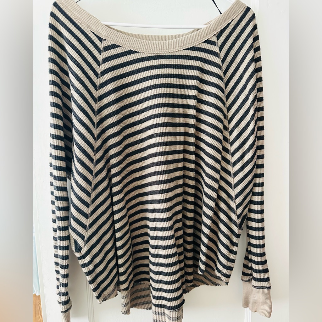 Free People Black And Tan Long Sleeve Top